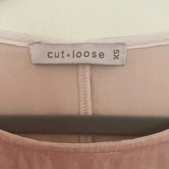 CUT Loose real velvet (silk and rayon) light pink short sleeve short Sz XS - Picture 4 of 8